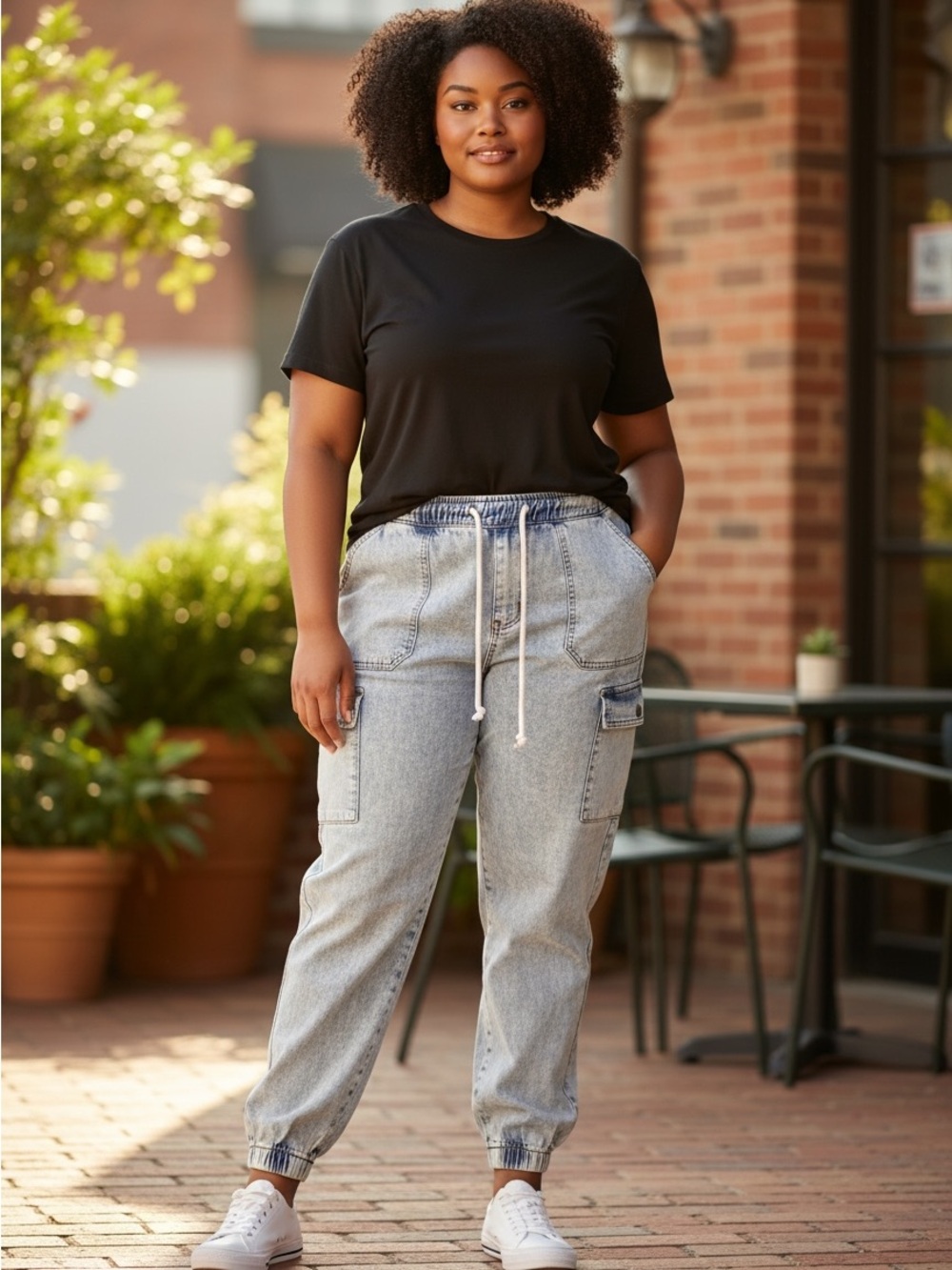 Light Wash Cargo Joggers